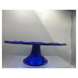 Vintage cobalt blue laurel leaf pedestal cake