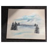 Signed Winter landscape painting on canvas