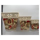 Vintage scene Christmas planters