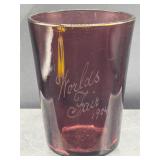 1904 St. Louis world fair glass amethyst tumbler