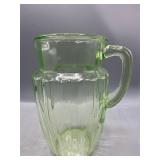 Green uranium glass pitcher