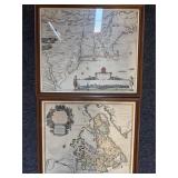 Vintage framed maps