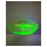 Vintage Princess uranium green divided dish