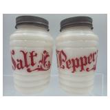 Vintage Hazel Atlas milk glass S&P shakers