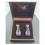14k gold and amethyst earrings