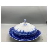 Antique blue flow butter dish