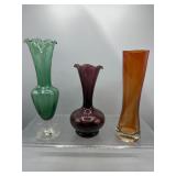 Vintage amethyst art glass vase & more