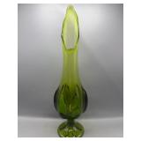 Viking glass green swan vase