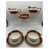 Vintage maroon & gold Limoge tea set