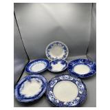Vintage England flow blue plates & more