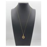 14k gold & emerald pendant necklace