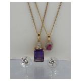 Sterling silver gemstone necklaces and earrings