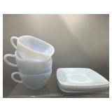 Fireking Blue azurie delphite cups & saucers