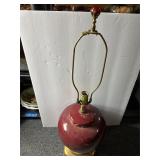 Vintage red pottery lamp