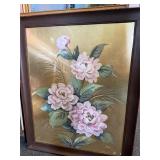 Framed signed Rieman Peony art