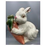 Vintage Italian white rabbit holding carrot
