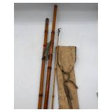 Vintage three-piece cane fishing pole
