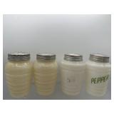 Vintage ivory glass beehive milk glass s & p & mor