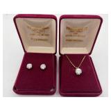 18 K gold over sterling CZ necklace & earrings