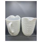 Vintage Milkglass hobnail pitchers