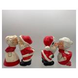 Vintage kissing Mr & Mrs Claus salt & pepper