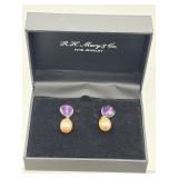 sterling silver amethyst and pearl earrings