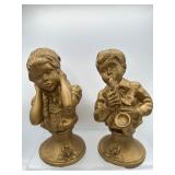 Universal gold tone bust of boy & girl