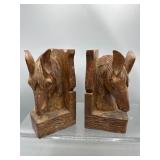 Wooden horse head bookends