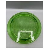 Vintage uranium glass green cake plate