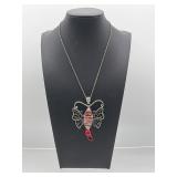 925 silver and stone butterfly pendant necklace