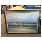 Signed Thomas Ocean oil on canvas painting