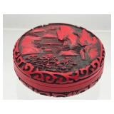 Chinese red carved trinket box
