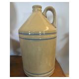 Antique blue band stoneware jug