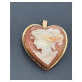 14k gold cameo pendant brooch