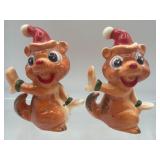 Kreiss vintage Christmas chipmunk S&P shakers