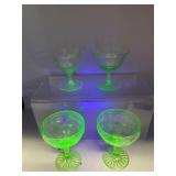 Vintage green uranium stemware