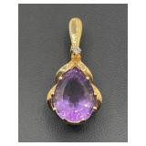14k gold & amethyst pendant