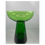 Vintage green glass candle holder