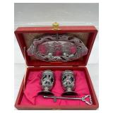 Silverplate and colbalt Blue S&P shakers