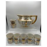 Vintage Japanese octagonal pitcher with glasses