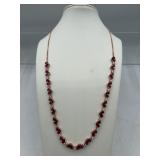 Sterling silver ,Ruby and white Zircon necklace