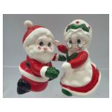 Vintage Christmas Lefton hugging Santa S&P shakers
