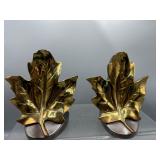 Brass leaf bookends