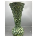 Vintage McCoy green brocade splatter vase