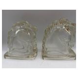 Glass horse bookends