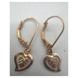 10K Black Hills gold heart earrings