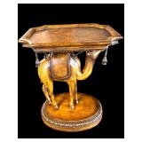 Wooden camel and map side table