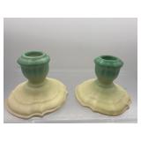 Vintage Arts & Crafts pottery candleholders