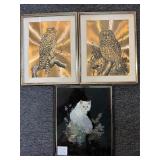 Vintage owl and cat wall decor