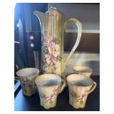 Vintage hand painted nippon chocolate pot & cups